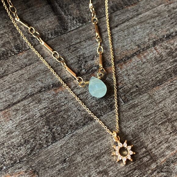 NEW FP x Luna Norte Aquamarine Layering Necklace Set - Picture 9 of 10